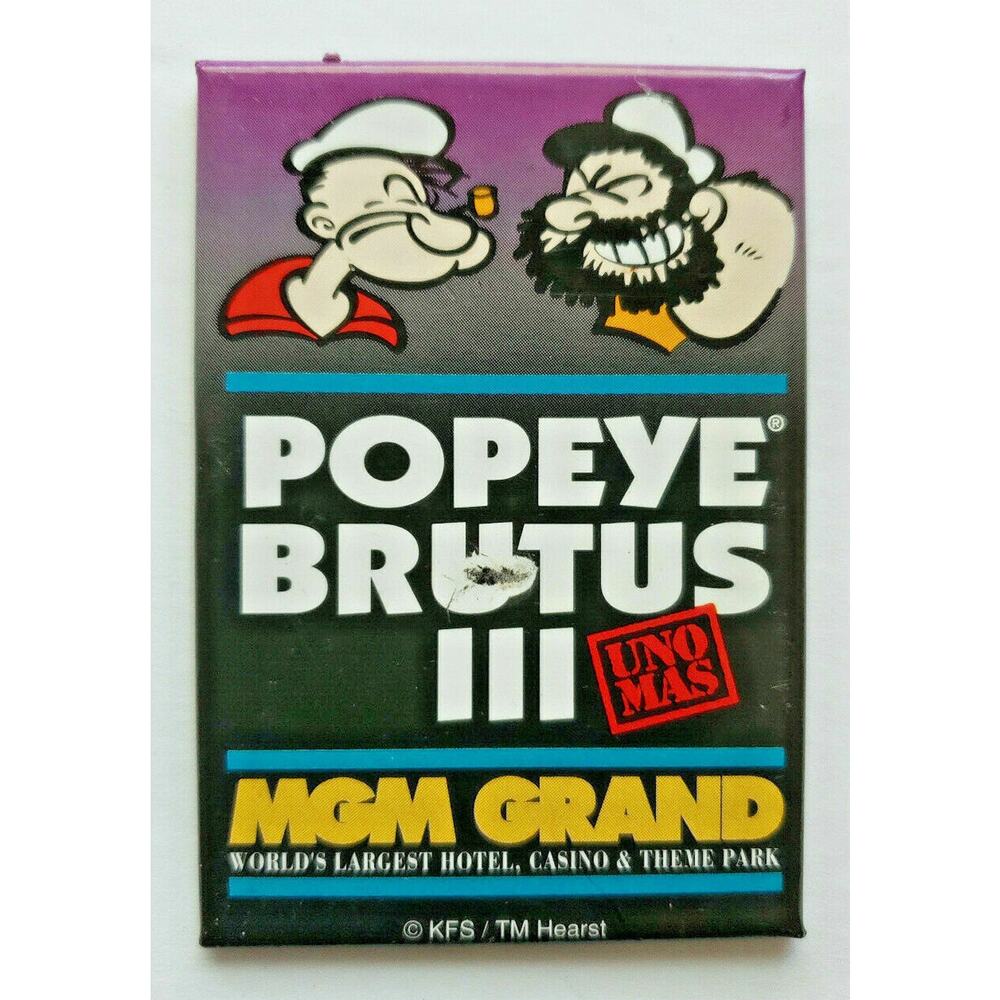 1997 MGM Grand Hotel Popeye Brutus Magnet Brand New U156